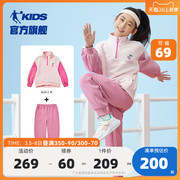 中国乔丹童装女童春秋，套装中大童时髦洋气衣服儿童运动春装两件套