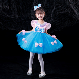六一儿童演出服女童蓬蓬纱裙幼儿园，舞蹈服可爱公主，裙蝴蝶结表演服