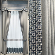 高档现代简约新中式灰色加厚棉麻客厅卧室遮光轻奢北欧窗帘布
