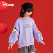 迪士尼女童卫衣秋冬加绒加厚儿童保暖衣服冬季小女孩洋气上衣冬装