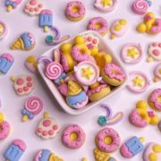 创意粉嫩猫爪雪糕甜甜圈树脂食玩 手机壳奶油胶diy手工材料包配件