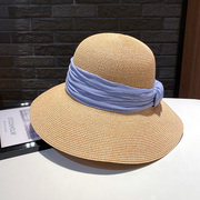 帽子女夏天出游大檐防晒遮阳帽休闲可折叠草帽，沙滩遮脸太阳帽