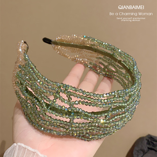 韩国轻奢发箍女水晶手工串珠头箍个性，设计感2023年发卡头饰品