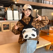 超可爱创意熊猫双肩小包防水牛津布轻便耐脏两用斜挎背包女出门包