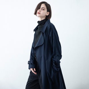 YUNATU黑暗系风衣天丝设计师品牌自制韩版宽松高端大气春季外套女