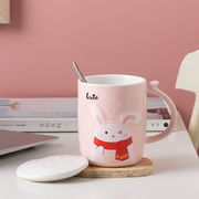 创意陶瓷马克杯带盖勺高颜值可爱兔子家用办公送礼咖啡水杯