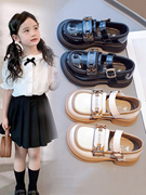 女童鞋黑色小皮鞋2023夏季儿童软底公主鞋时尚韩版小女孩鞋子