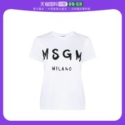 香港直邮MSGM 女士白色圆领棉质T恤 2941MDM60-207798-PK