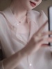 温柔风藕粉色外套衬衫女设计感小众春秋薄款冰丝雪纺防晒开衫衬衣