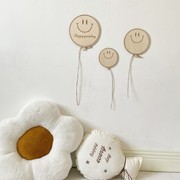 ins韩系木质小熊笑脸气球墙贴儿童房墙壁装饰宝宝生日布置摄影具