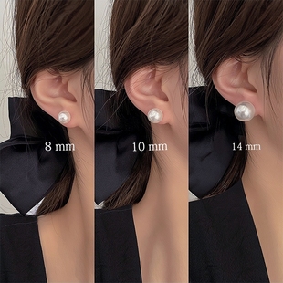 2024年潮925银针珍珠耳钉女气质小众设计高级感耳环耳饰