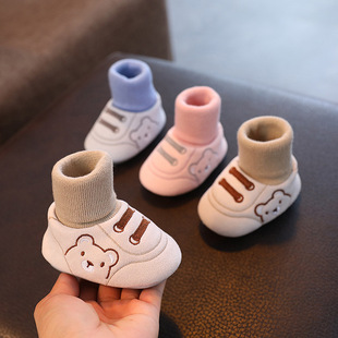 婴儿鞋子春秋冬6-12个月0-1岁鞋保暖棉鞋，软底学步袜男女宝宝不掉