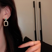 英国topwhit饰品锆石祖母绿水晶，高级感耳环，项链套装复古耳钉气质