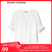 breadnbutter气质黑色短袖，衬衫女2023夏季韩式小个子娃娃衫上衣