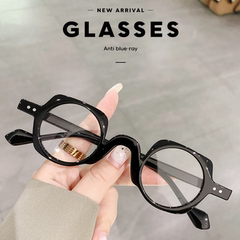 护目镜圆方框全框防蓝光眼镜男士女士近视平光镜时尚框架眼镜