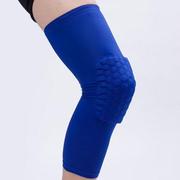 防撞透气蜂窝护膝盖篮球登山护膝护膝护具蓝色长护膝-XXL（单只）