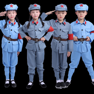 儿童演出服小红军八路军，时期衣服夏季表演服女童，舞蹈红星闪闪套装