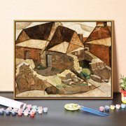 成人减压手绘 diy数字油画抽象石头人插画北欧创意客厅卧室装饰画