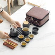陶瓷旅行功夫茶具简约泡茶壶户外茶盘便携式包商务定制LOGO