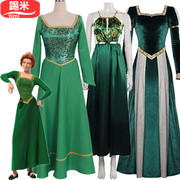 万圣节怪物史莱克cos服菲奥娜公主cosplay服装绿色，连衣裙扮演服装