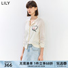 LILY2024夏女装气质复古通勤款玫瑰修身轻薄短款针织开衫外套