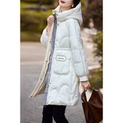 时尚气质保暖长款棉服外套，2022年冬季淑女温柔宽松显瘦上衣