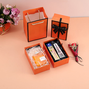 爱马橙色天地盖丝带蝴蝶结，盒礼物盒，香水护手霜创意包装盒