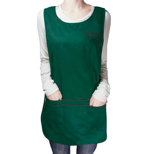 墨绿色马甲围裙工作服定制印logo韩版无袖罩衣康唯美下单专拍