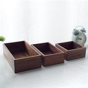 黑胡桃木盒定制无盖木盒桌面厨房杂物收纳盒长，四方木盒抽屉盒
