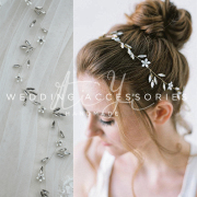 仿珐琅白色立体小花朵，水钻枝手工藤蔓，森系发带新娘婚纱头饰写真生