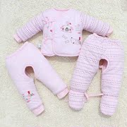 新生儿加厚棉衣三件套男女宝宝棉服婴儿衣服秋冬季外套初生儿套装