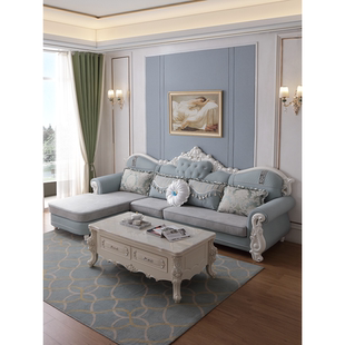 布艺沙发欧式奢华大小户型，沙发客厅简约现代高档实木转角直排沙发