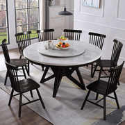 大理石餐桌中式大圆桌现代简约餐桌椅组合带转盘新中式实木圆