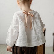 可爱娃娃衫女童春夏棉麻长袖上衣儿童森系亚麻衬衫宝宝文艺防晒衣