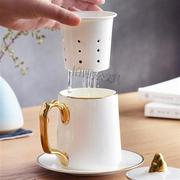 大气骨瓷茶杯带茶漏杯子带过滤网陶瓷杯子喝茶茶具大容量骨瓷
