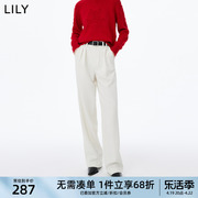 LILY2024春新装女装通勤款宽松垂感显瘦高腰阔腿西装休闲裤拖地裤