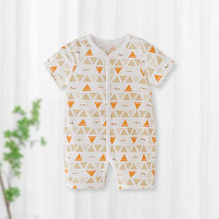 婴儿连体衣纯棉夏装薄款宝宝，爬服哈衣0-3个月6夏季8睡衣空9调睡衣