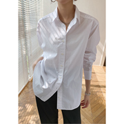 冷淡风宽松慵懒bf衬衣设计感小众叠穿法式白色高级感长袖衬衫女