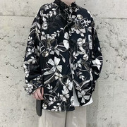 vintage古着巴洛克衬衫男夏季高级感男装设计感长袖冰丝雪纺衬衣