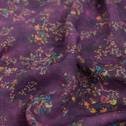 紫色高端天丝苎麻面料，上衣布料数码印花显瘦夏季连衣裙中国风长裙