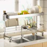 不锈钢水槽置物架厨房伸缩碗架放碗盘，沥水架洗碗槽上方碗碟收纳架