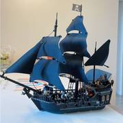 黑珍珠号模型加勒比海盗船，积木帆船中国男孩，益智拼装玩具儿童礼物