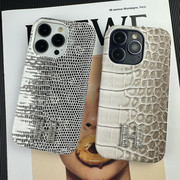 皮质喜马拉雅鳄鱼纹h水钻适用iphone15promax手机壳，14皮质13pro半包油边12奢华创意网红个性高档11保护套