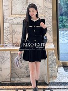 RIXO EXIT法式春秋小香风气质外套高腰百褶短裙高级时尚两件套女