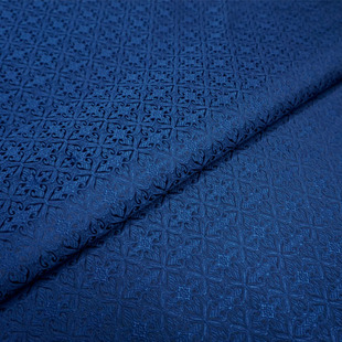 藏蓝深蓝色碎花底纹织锦缎，布料中式丝绸缎子，面料古装唐装汉服