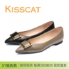 KISSCAT接吻猫2024尖头浅口平底真皮单鞋通勤女鞋KA43531-14