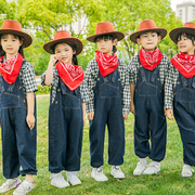 儿童背带裤演出服牛仔很忙男女花童小学生表演服套装幼儿园舞蹈服