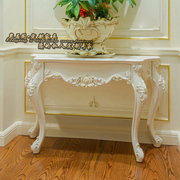 欧式实木玄关桌装饰桌白色，家用别墅雕花客厅半圆门厅桌边桌玄