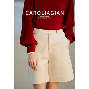 carolingian设计师ji简!英伦小众高阶精工棉质，短裤气质女裤2023
