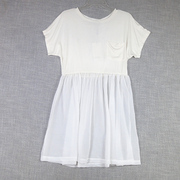 雪纺拼接连衣裙小个子夏季显瘦显高宽松韩版学生洋气短袖T恤裙子